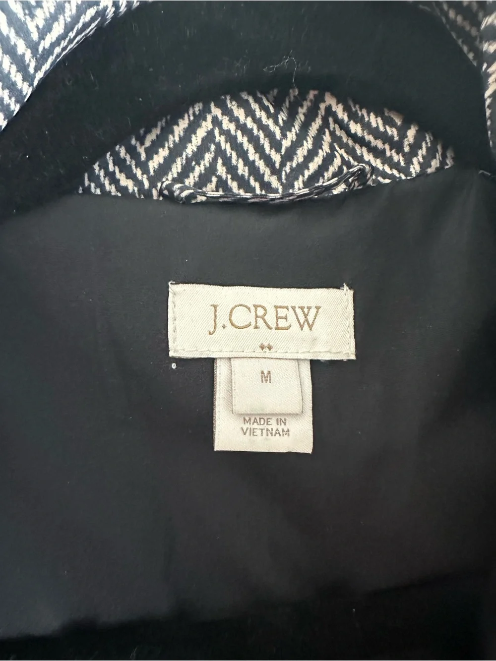 J CREW Quilted Herringbone Vest - Black & White